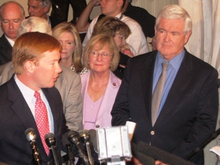 Fighting for Independence: Judy joins former Speaker of the House Newt Gingrich and GOP Conference Chairman Adam Putnam during a press conference in Washington to protest the House leadership’s decision to adjourn for a summer recess without voting on a bill that would reduce America’s dependence on foreign oil or lower gas prices.